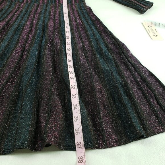 Nanette Lepore Metallic Fit Flare Dress Womens Medium Black Striped 3/4 Sleeve - Picture 15 of 15